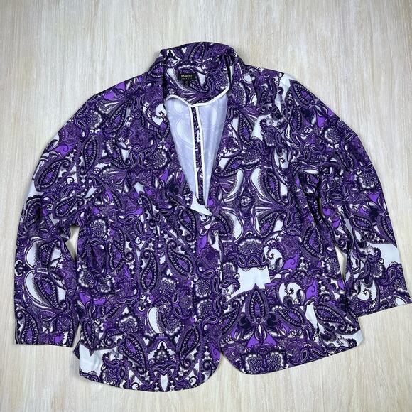Maree Pour Toi Women's Paisley Core Long Sleeve Purple One Button Blazer Size 26 - Picture 1 of 13